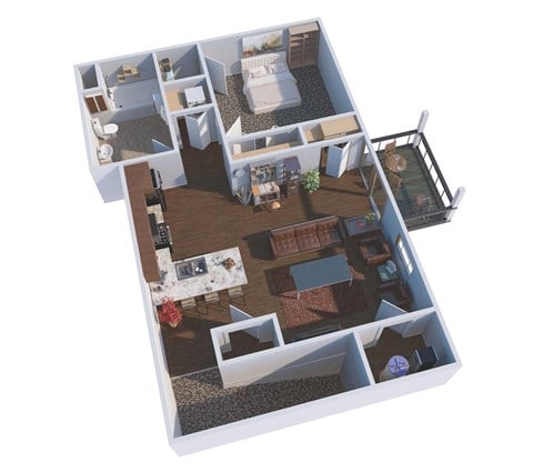 Floor plan for 1 bed, 1 bath, 750 sqft
